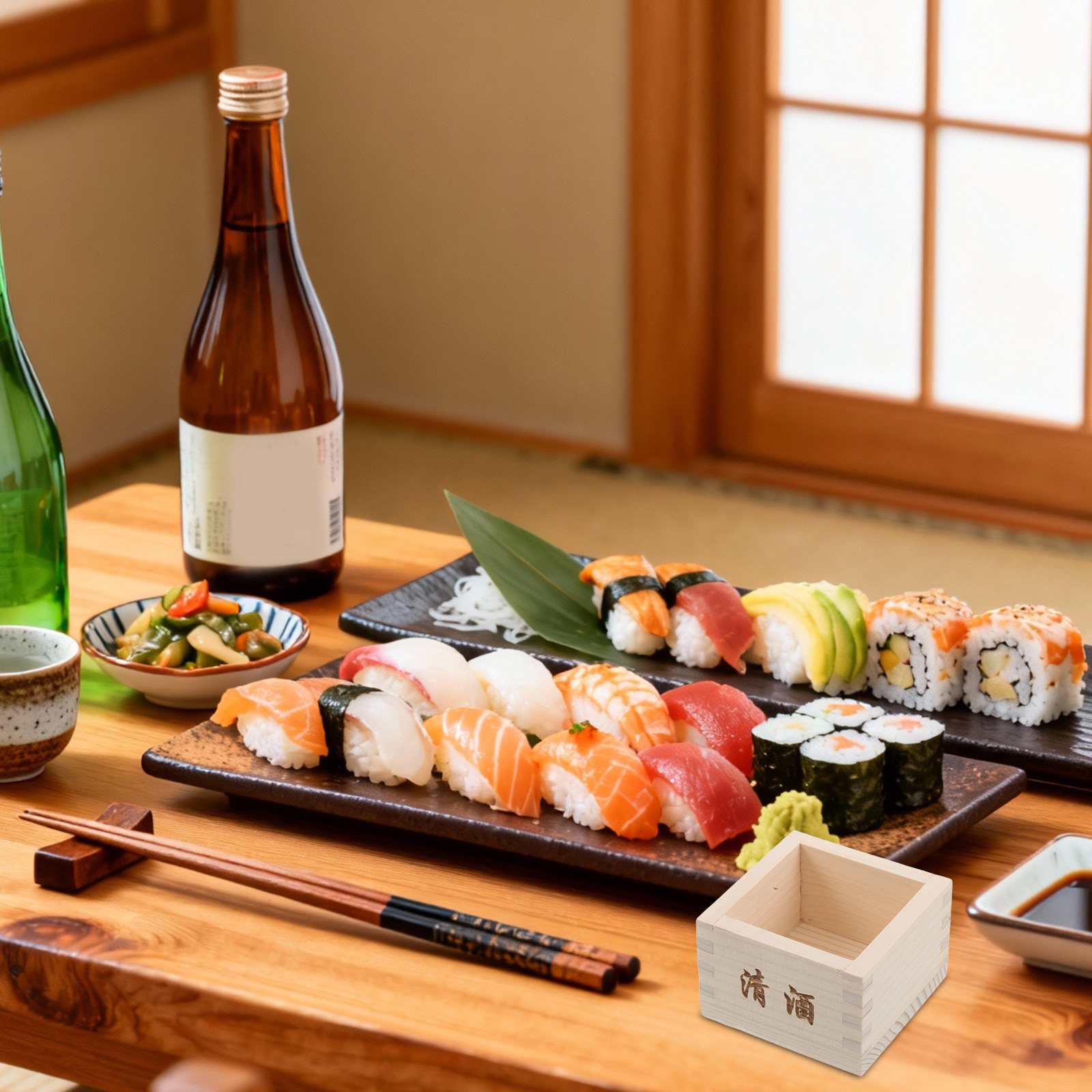 2Pcs Wooden Sake Masu Box Trad - Japanese Restaurant Lifestyle recension och pris